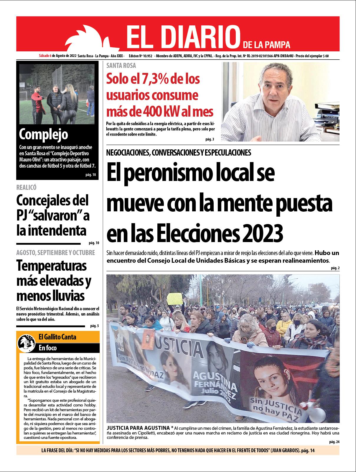 Tapa del diacutea saacutebado 06 de agosto de 2022